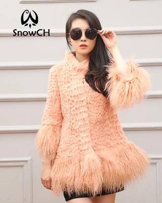 pink Новое пальто из кроличьего меха женская модная длинная куртка из кроличьего меха с кромкой из меха ягненка очень большой размер шуба только для большего размера F912 - Цвет: pink