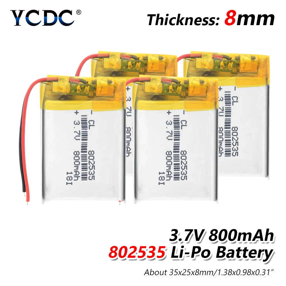 1/2/4 шт. высокое качество 3,7 V 802535 800mAh литий-ионный полимерный литий Батарея 3,7 вольт литий-ионная батарея Li-po литий-полимерные аккумуляторные ячейки