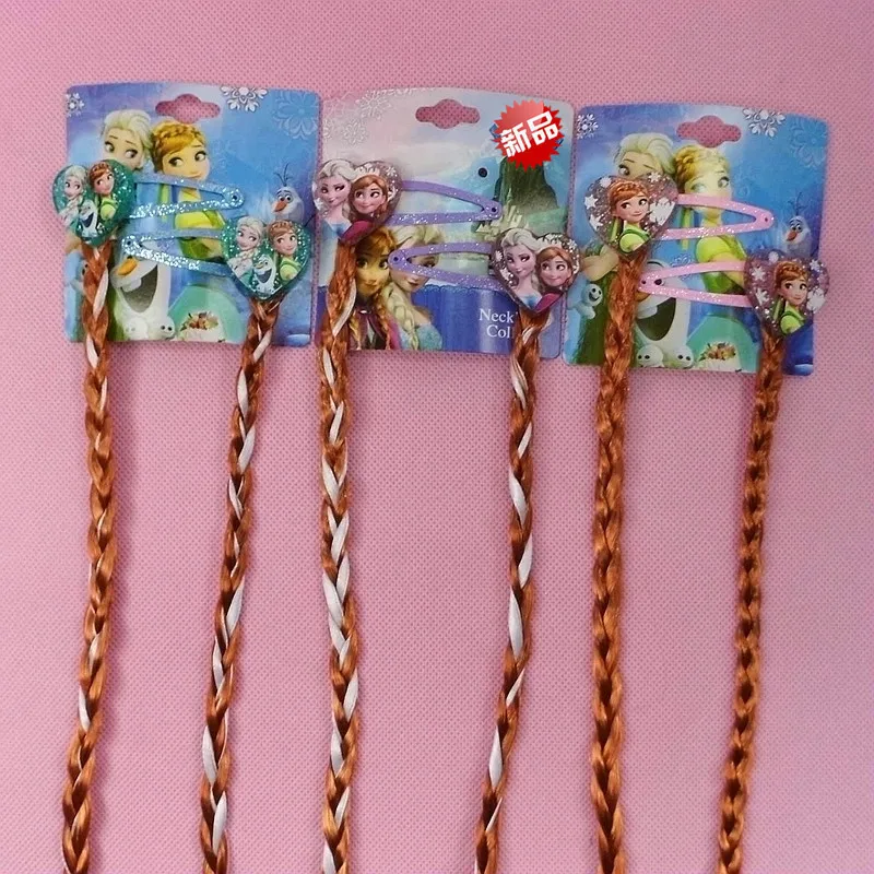 2PCS Kids Cartoon Ribbon Princess Elsa Anna Hair Accessories BB Clips Braid Hairpins Tiaras Headwear Girls Party Gift | Аксессуары для