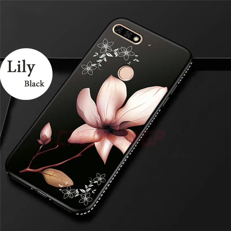 Чехол с объемным рельефным цветочным рисунком для Huawei Y5 Y6 Y7 Prime 2018 блестящий
