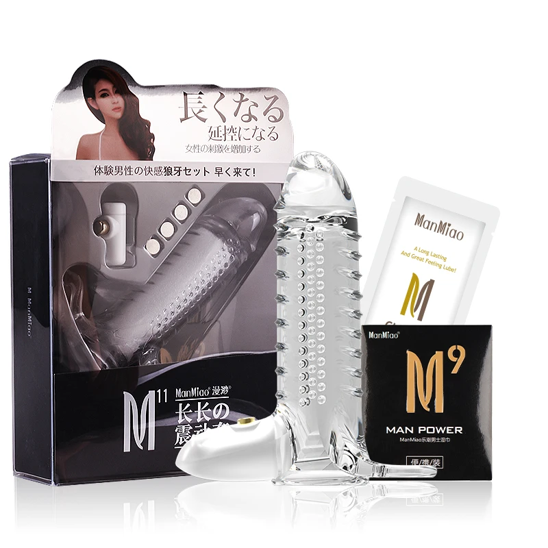 MANMIAO Extensions condom Penis Sleeve Male Enlargement Men Delay Spray clit massager vibrating cover Adult Sex Toys | Красота и