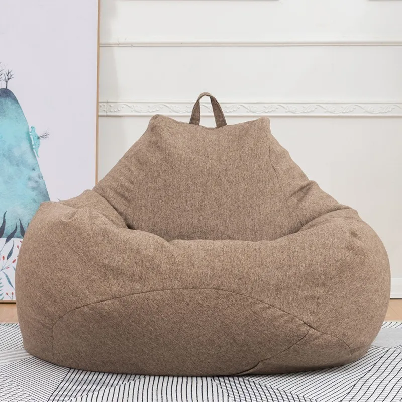 Light Brown Большая маленькая Твердая Сумка для ленивых бобов, диваны, чехлы для стульев без наполнителя, льняная ткань, лежак, кресло, кресло, диван, татами, гостиная - Цвет: Light Brown