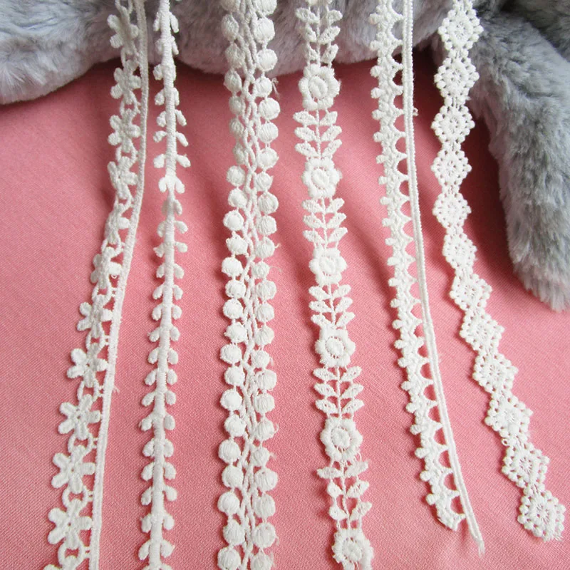 

2022 Lucia Crafts 1Pc 2yards Apparel Sewing Fabric DIY Ivory Trim Cotton Crocheted Lace Fabric Ribbon Handmade Accessories Cloth