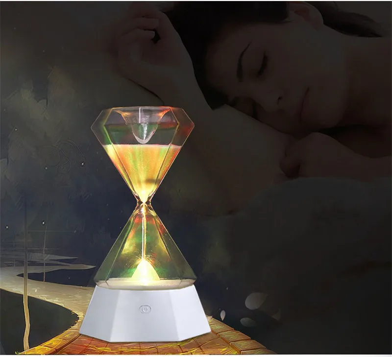 RGB домашний Ночной светильник с песочными часами и кристаллами лампа
