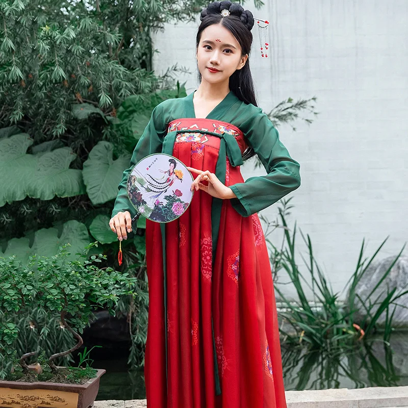 

Chinese Hanfu For Women Classical Dance Costume Embroidery Festival Outfit Lady Fairy Dress Performance Clothes 2 Pcs Set DF1050