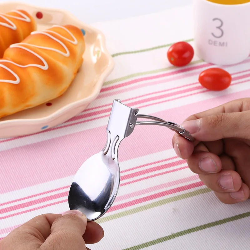 Portable Tableware Stainless Steel Cutlery Sets with Useful Outdoor Folding Spoon Fork Travel Gift Dinnerware Suit 2pc |