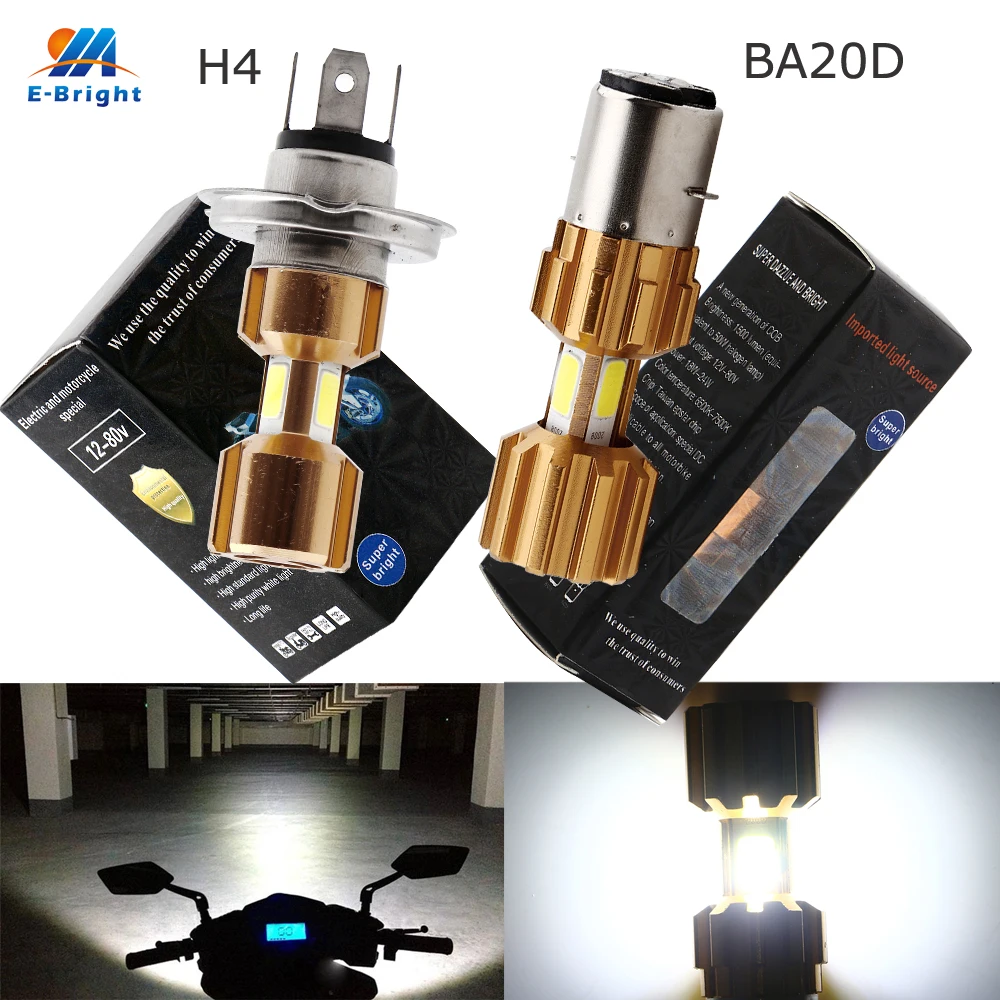 YM E Bright 2 шт. фара мотоцикла H4 BA20D COB 18 Вт дальнего/ближнего света светодиодные лампы
