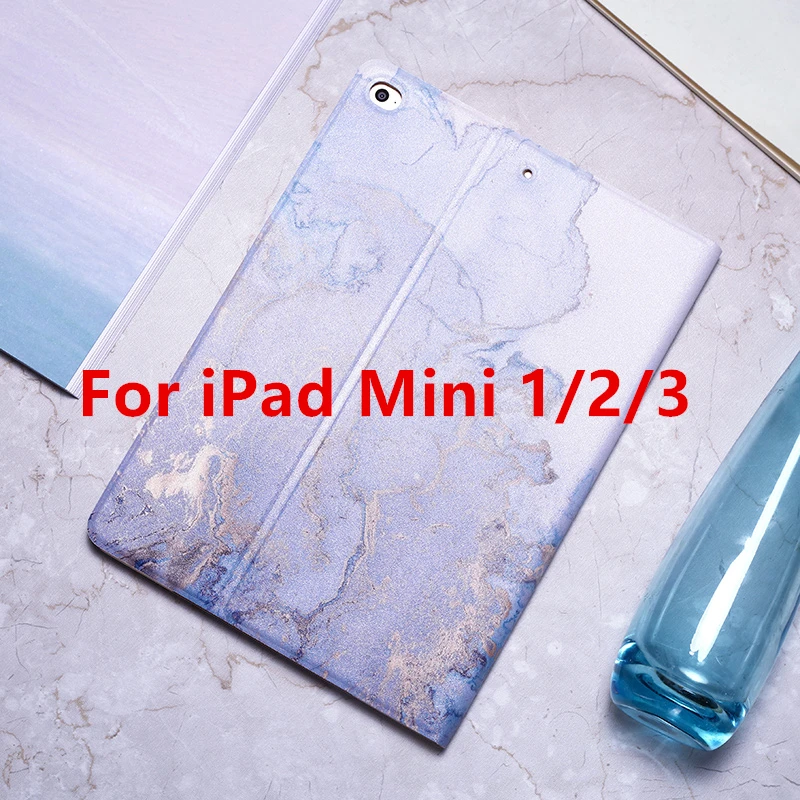 Blue 123 Для iPad 9,7 чехол A1893 из искусственной кожи с мрамором, умный чехол с функцией автоматического сна/пробуждения для iPad 2/3/4 Air 1 2 Mini 1 2 3 4 Funda - Цвет: Blue 123