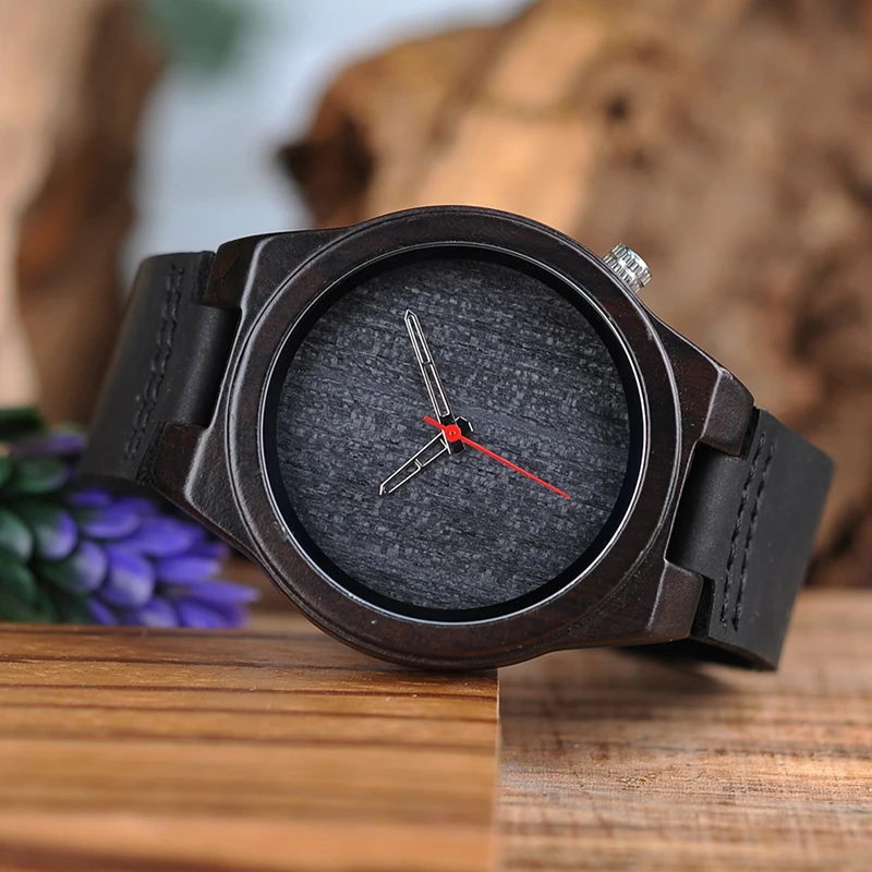 BOBO BIRD L-B10 Мужские красные деревянные часы модные эбеновые повседневные античные