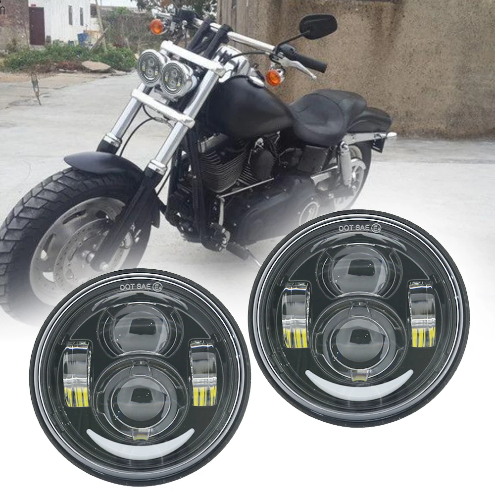 Для Davidson Dyna Fat Bob Black 4 65 дюймовые фары в стиле мотора для FXDF Fatbob светодиодный