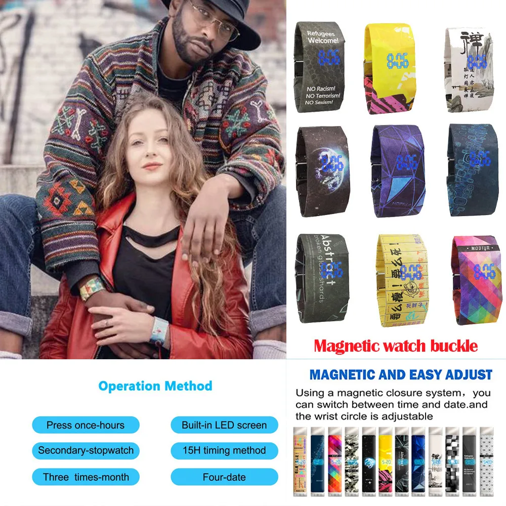 relogio masculino New Creative Paper Watch LED Waterproof Clock Tyvek Paper Strap Digital Watches erkek kol saati
