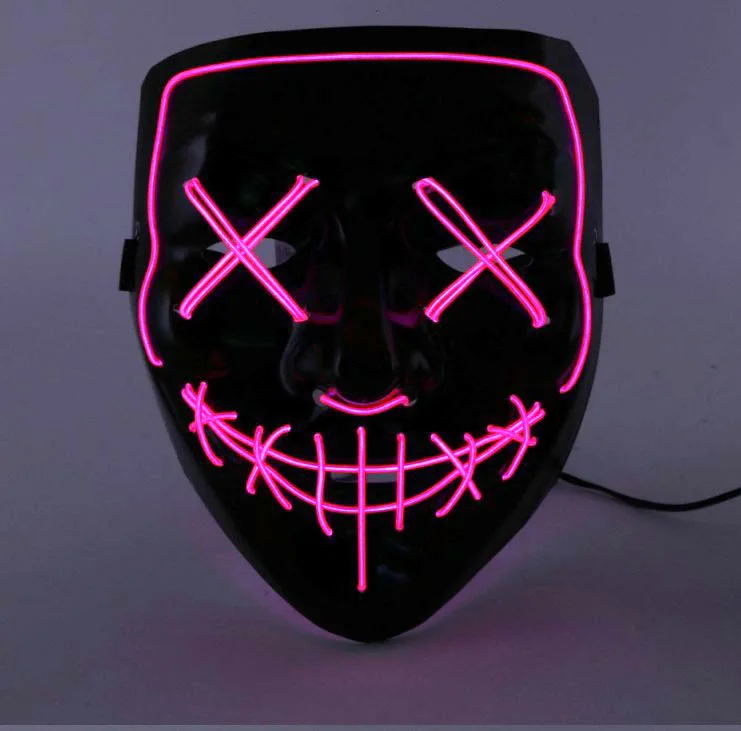 pink el color el co Косплэй Хэллоуин Карнавальный вечерние клуб бар DJ люминисцентных маски завершает Хэллоуин люминисцентных маска horreur гримаса Sanglante EL z2 - Цвет: pink el color el co
