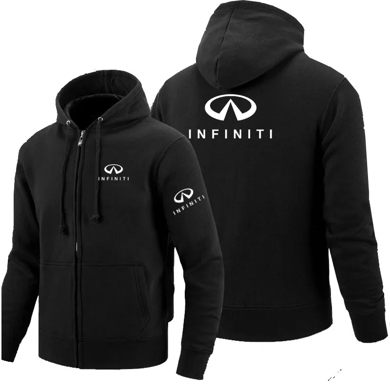 Толстовки с капюшоном на молнии с логотипом Infiniti, флисовая толстовка с капюшоном и длинным рукавом, мужская куртка на молнии, толстовка
