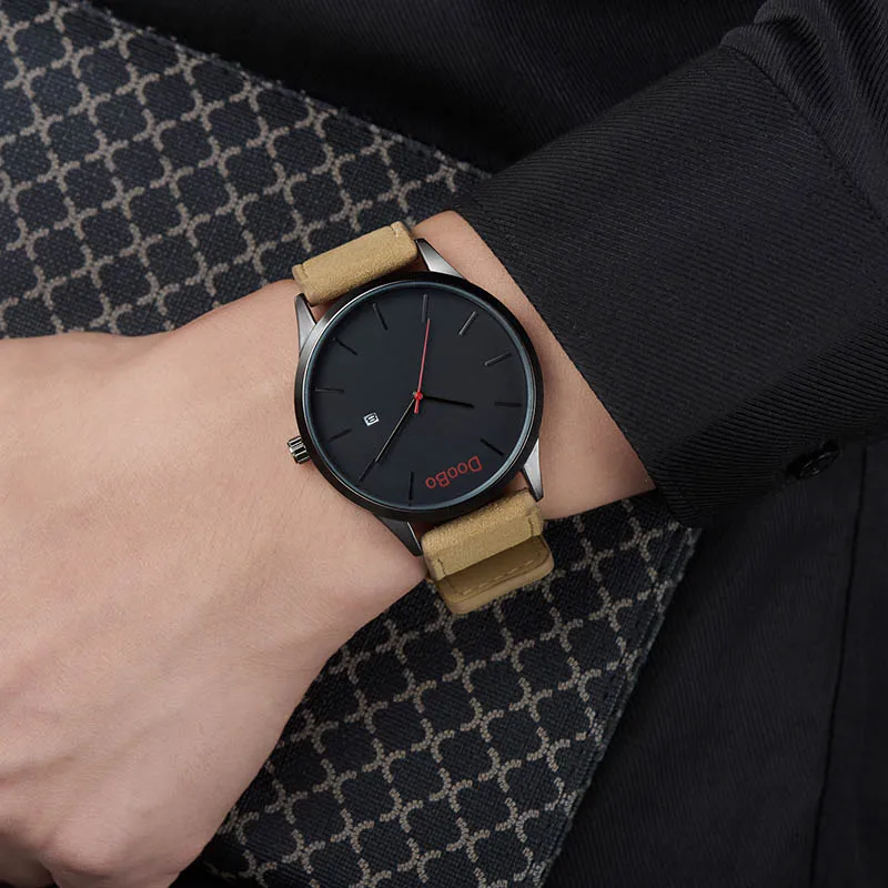

Brand Luxury Men's Watch Date Day Genuine Leather Strap sport Watches Male Casual Quartz Watch Men Wristwatch Famous DOOBO Clock