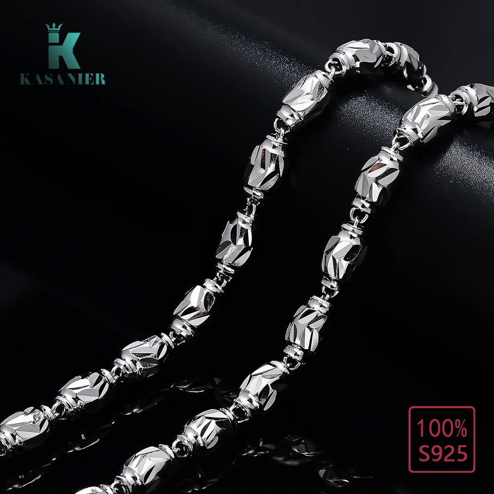 Fashion S925 Sterling Silver Hip hop rock Bamboo Men Necklace 3/4/5/6MM Width Punk Men's Jewelry KASANIER | Украшения и