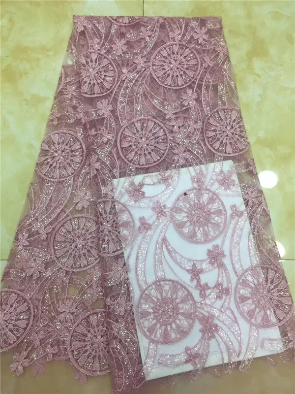 

Sequined Embroidered African Mesh Tulle Lace Fabric Elegant Design Nigerian Sequins Guipure Evening Dresses Net Material blue