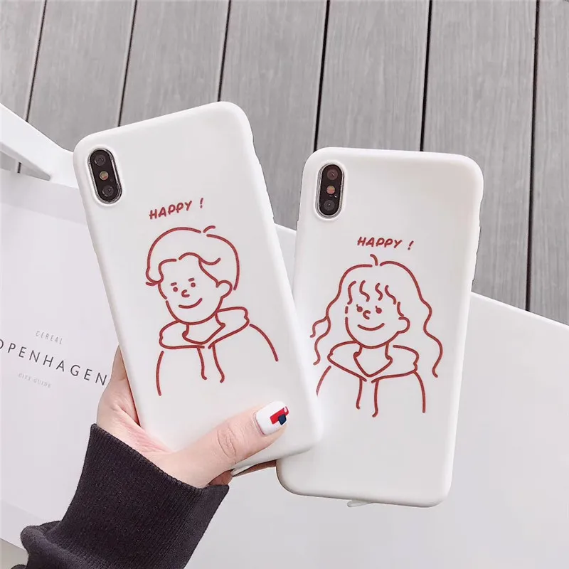 Ins мультфильм мальчик девочка чехол для телефона iphone XS MAX XR X 6 6s 7 8plus пары защитный