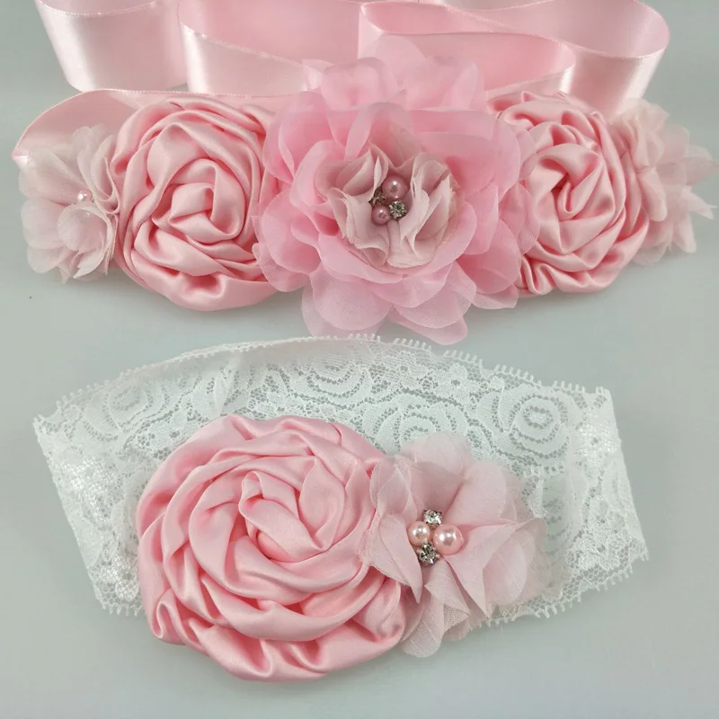 1 компл. Шифоновый розовый белый фиолетовый Цветочный Пояс сочетающийся с