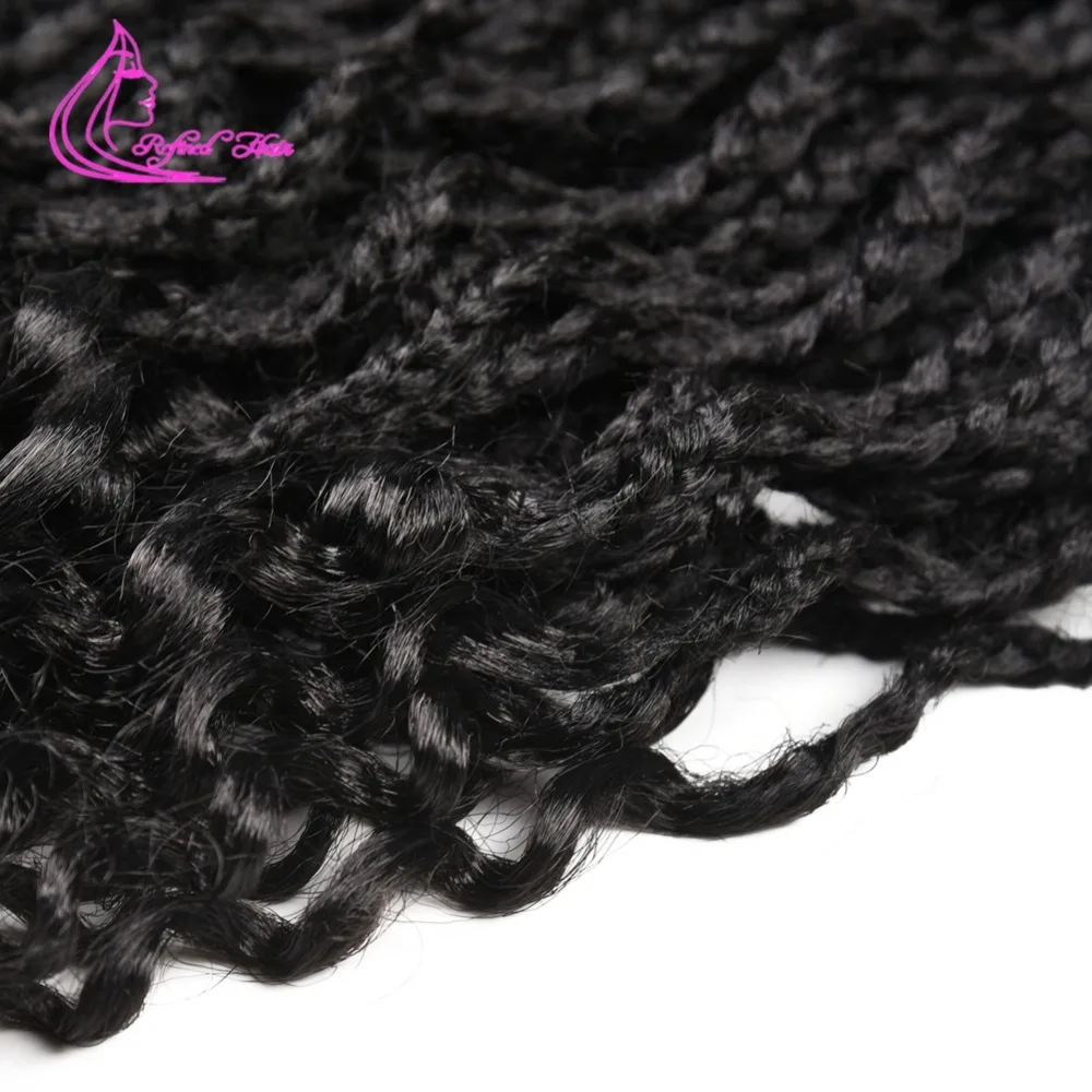 Refined Hair Synthetic Crochet Box Braids Ombre Kanekalon Fiber Braiding Extensions Black Brown Burgundy 24Roots/pc |