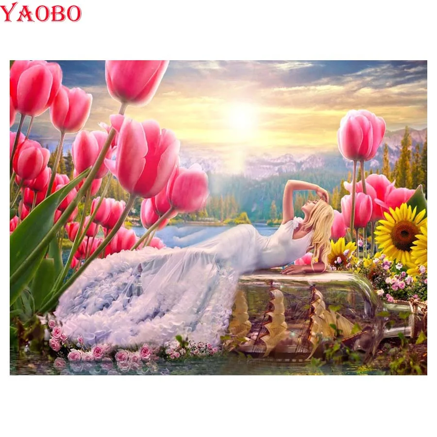 

5d diy diamond embroidery beauty tulip diamond painting eigen flower foto Cross Stitch full square drill Rhinestone mosaic decor