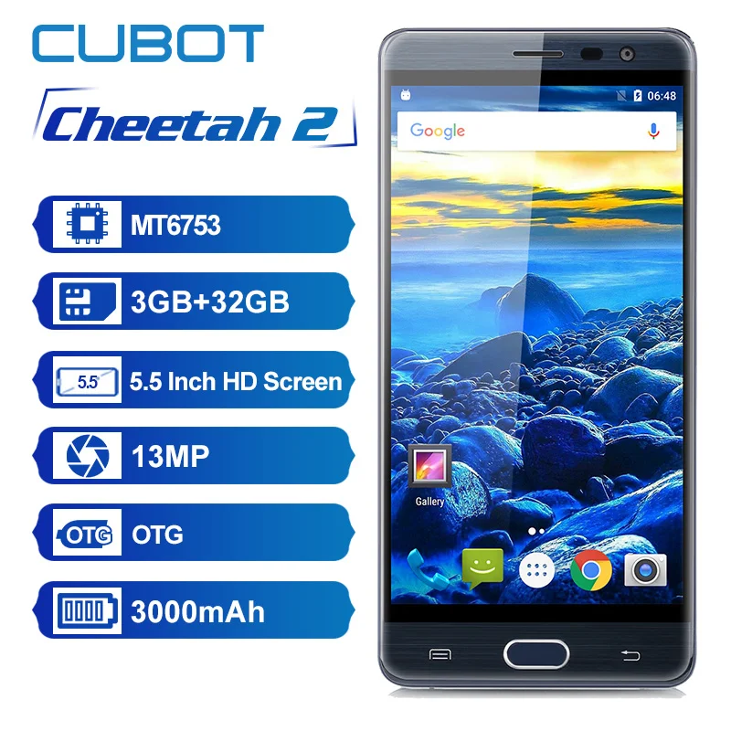 Cubot Cheetah 2 5.5 Inch FHD MT6753 Octa Core Smartphone 3GB RAM 32GB ROM Cell Phone Fingerprint Type C Android 6.0 Mobile | Мобильные