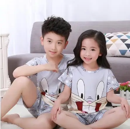 boys and girls fashion Sleepwear children's giftsNew Arrival Children's short-sleeved shorts suit cartoon cute pajamas
