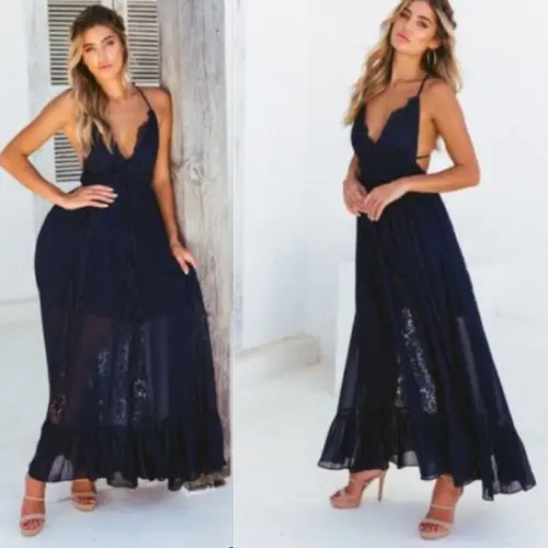 Летние женские s Boho женское платье макси Вечерние пляжные Длинный Сарафан