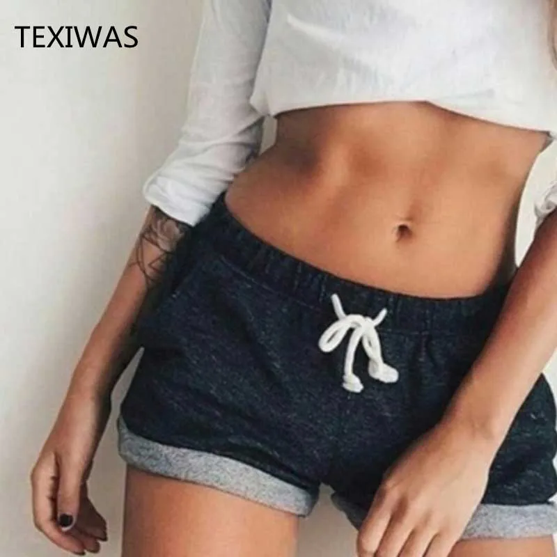 Женские свободные шаровары TEXIWAS повседневные хлопковые шорты на шнуровке с