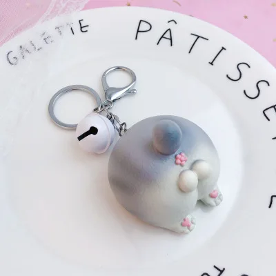 Hamster White Bell Симпатичная цепочка для ключей, животное корги, кот, кролик, хомяк, декоративный брелок, сумка, подвеска, шарм, креативный, Забавный брелок для ключей, для любителей, лучший подарок, ювелирное изделие - Цвет: Hamster White Bell