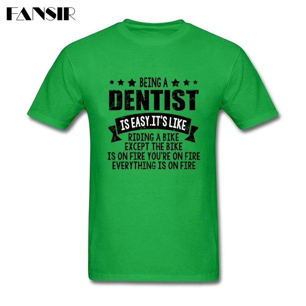 Мужская хлопковая футболка с коротким рукавом надписью Я дантист рок|rock t shirt|men