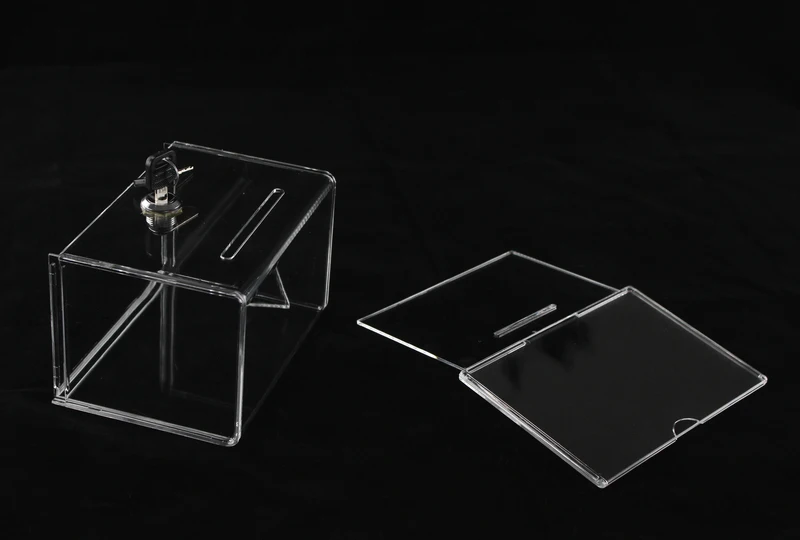 Акриловая коробка для сбора подарков средств Perspex с блокировкой ключей