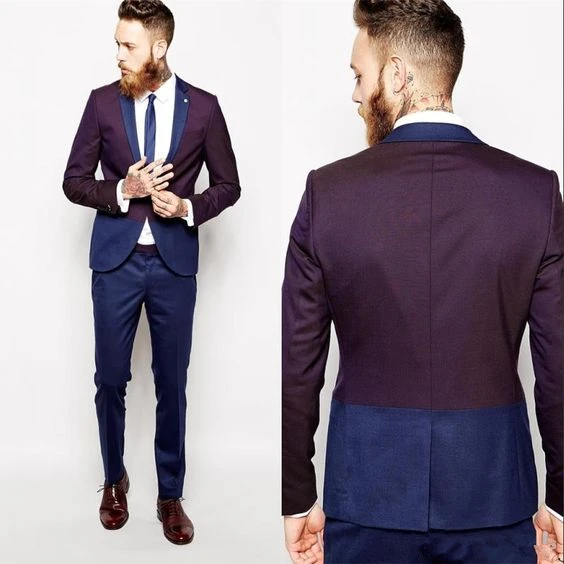 2017 последний дизайн темно-синие и бордовые смокинги для жениха 2 шт. мужские