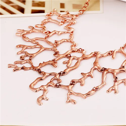Rose gold Металлическое Необычное Ожерелье Большой Золотой Длинный Винтажный стиль свадебный подарок ювелирные изделия женское ожерелье с подвеской - Окраска металла: Rose gold