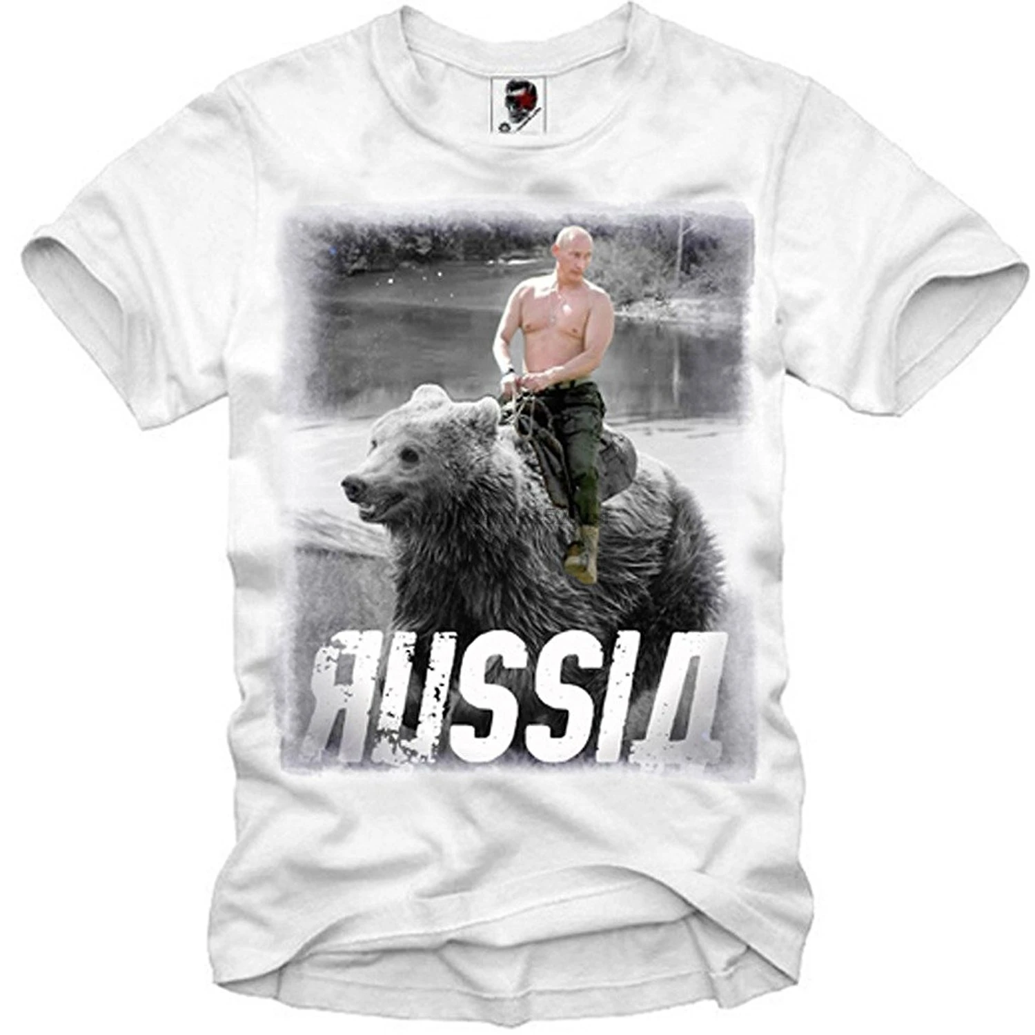 100% футболка В. вадимир Россия Украина Krim Bear S M L XL|Мужские футболки| |
