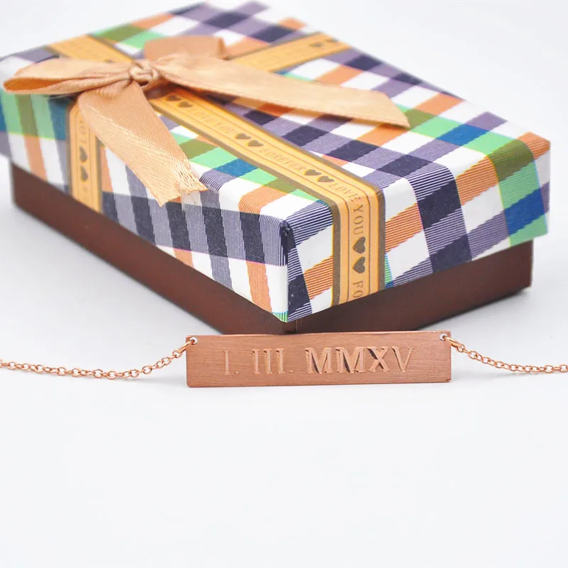 Гравировочная Подвеска из розового золота с римскими цифрами Ювелирное