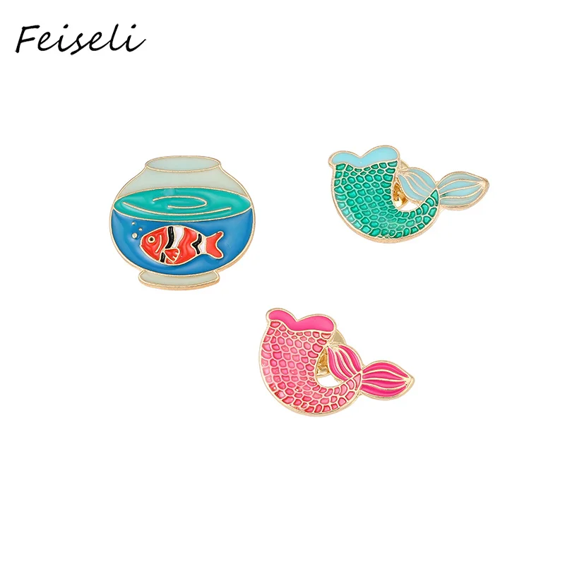 Feiseli брендовая Новая цветная эмалированная рыбка в виде рыбки золотая Русалочка
