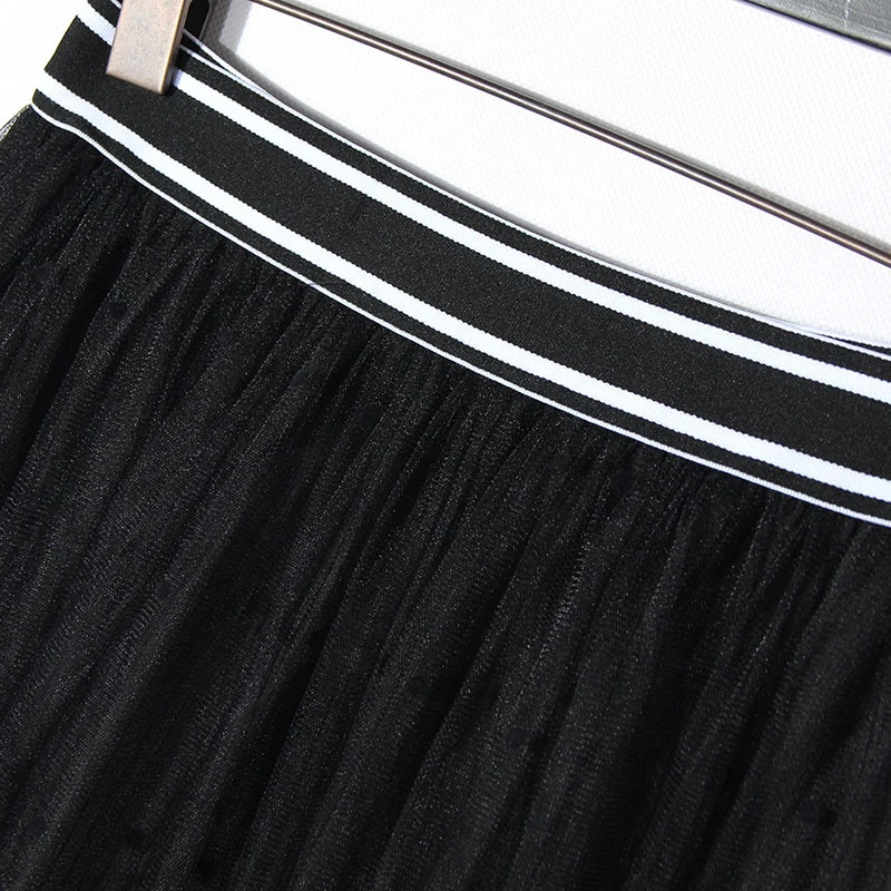 Hongsonghan New Wave point casual style Welt big a lotus leaf pendulum all match show thin bottom A-line gauze skirt | Женская одежда