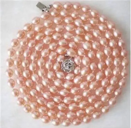 

Rice Shape 7-9mm Pink Akoya Cultured Pearl Necklace 100''