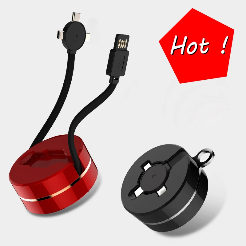 Высококачественный настраиваемый TPE 3 в 1 Выдвижной Micro USB кабель для