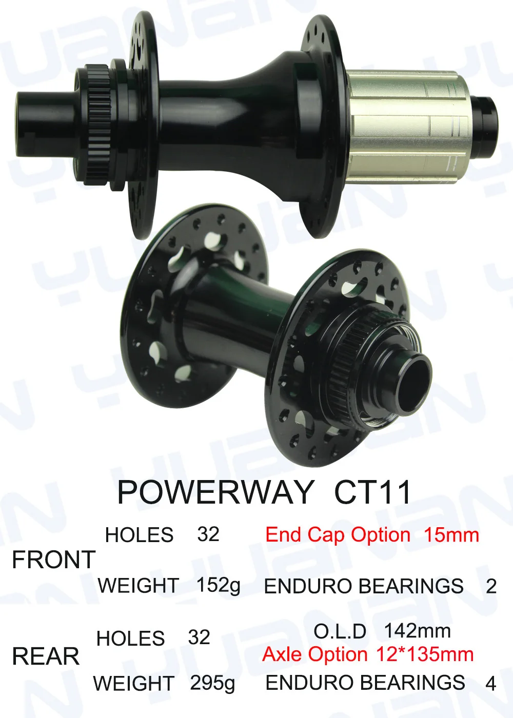 

Powerway CT11 Front And Rear Hub Center Lock Aluminum J-bend Hub Available For Cyclocross Gravel Bike