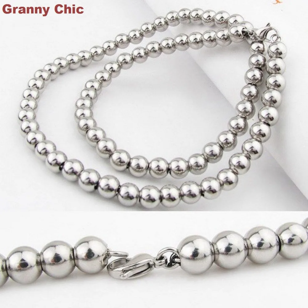 Ожерелье Granny Chic 6 мм 7-40 дюймов модные мужские и женские круглые бусины из