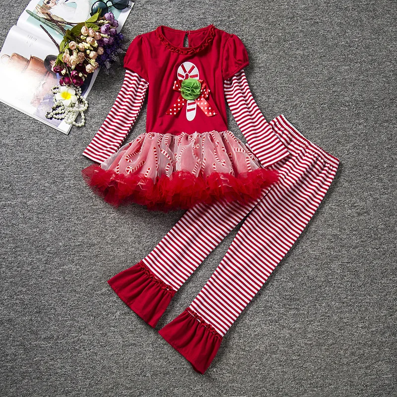 2017 новые Санта Клаус комплекты одежды для девочек на Рождество Длинные рукава