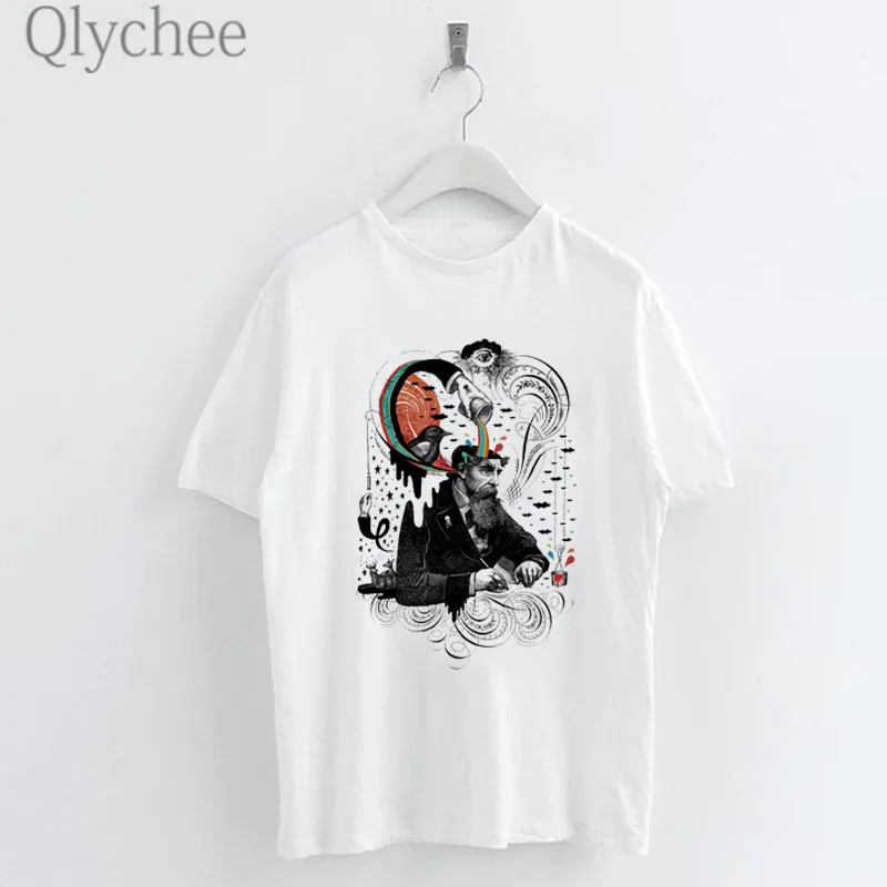 Qlychee Harajuku творческая с принтом женские футболки топы в клетку для девочек