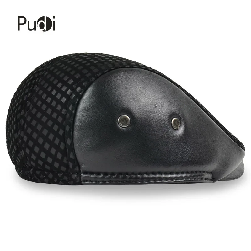 HL041-P genuine leather baseball cap hat  men's winter warm brand 2020 new sheep leather newsboy beret belt caps hats