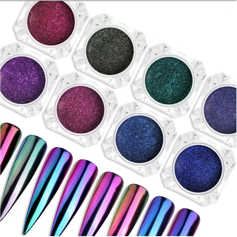 Bittb 8Colors Chameleon Nail Chrome Mirror Effect Pigment Glitter Powder Manicure Design Kit Holographic Dust | Красота и здоровье