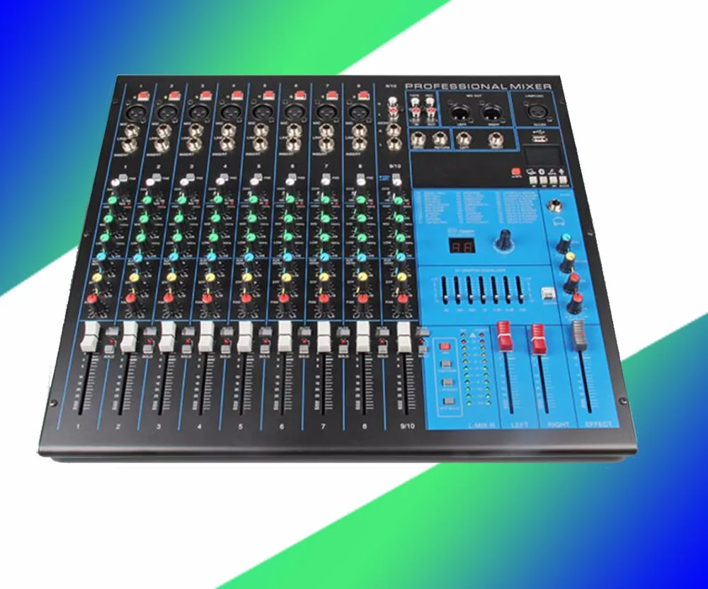 AK10XU 10 каналов аудио Микрофон миксер с USB Bluetooth XLR линейный вход DJ этап