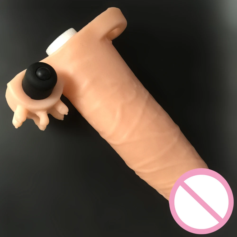 7 дюймов L Толстые Реалистичная пениса рукава с пуля Вибрирующая увеличение