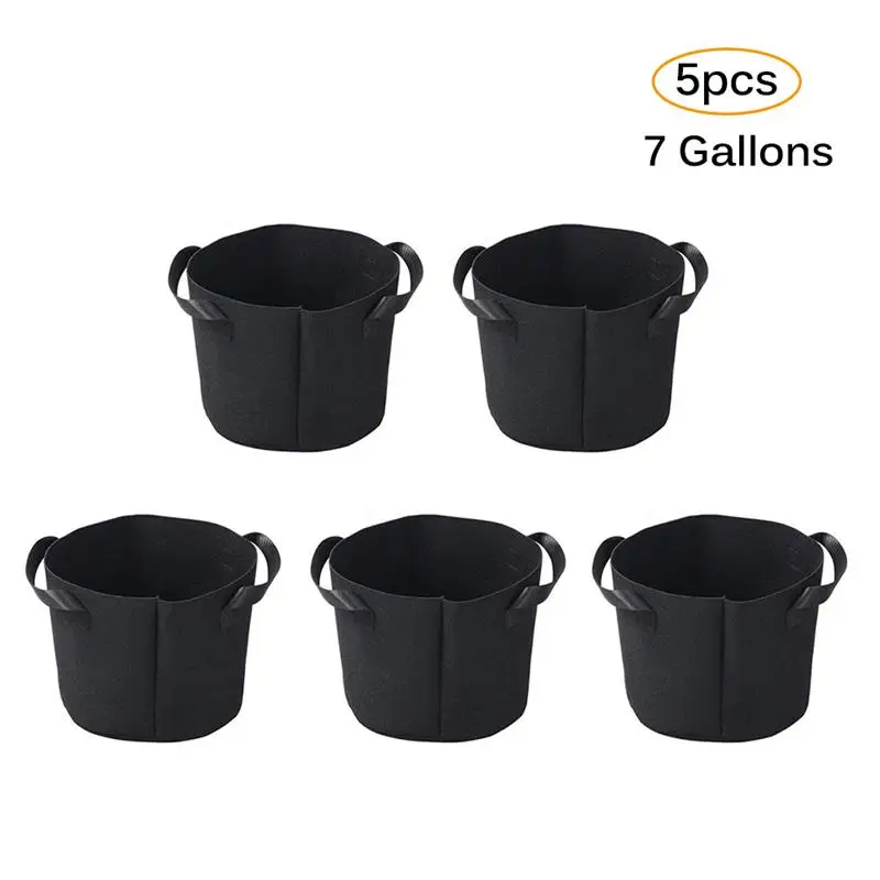 7 Gallon 5 шт. кармашки для выращивания растений дышащие нетканые ткани цветочные горшки для картофеля томатов клубника растительные фрукты Растения садовый горшок ручки для сумок - Цвет: 7 Gallon