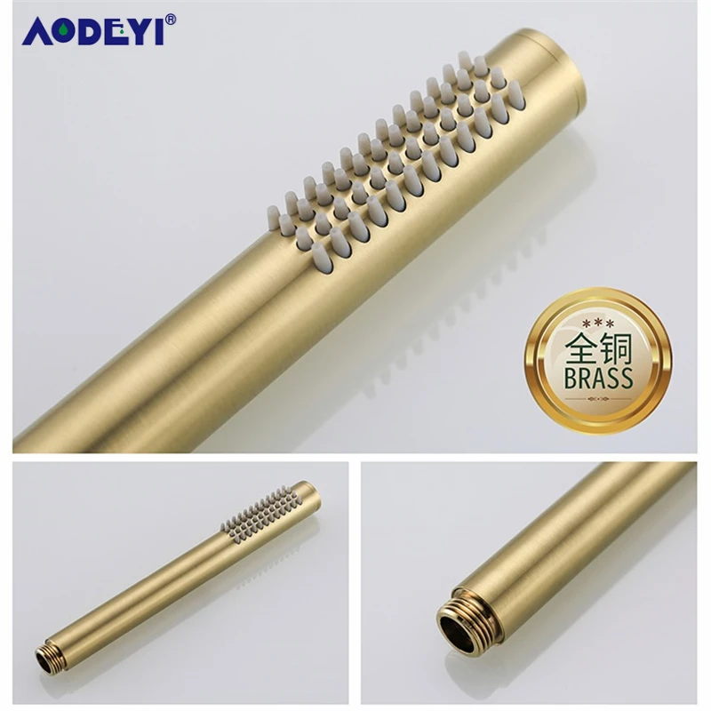 solid brass brushed gold bathroom rianfall shower head bath faucet set wall mounted shower arm mixer water set 8 12inch free global shipping