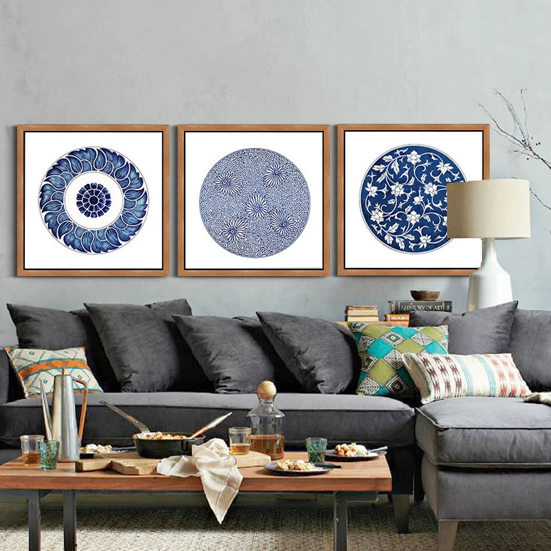 Картина Кубик Рубика в китайском стиле сине-белый фарфор | Дом и сад